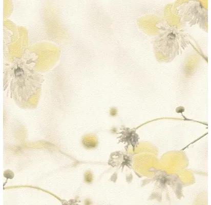 Vliesová tapeta flowers vidiecky štýl krémovo-sivá 10,05x0,53 m