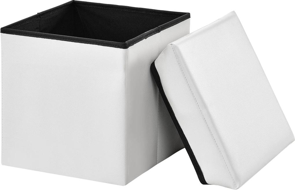 [en.casa]® 2-v-1 Box na sedenie s odkladacím priestorom - 30 x 30 x 30 cm - biely - M