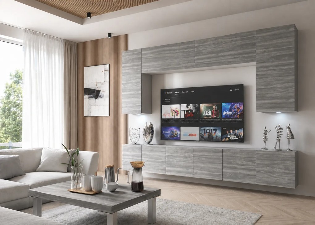 Obývacia stena 300 cm TV/RTV sivá antracit grafit IMP PRIMO 2/5/W/GW1/0/0