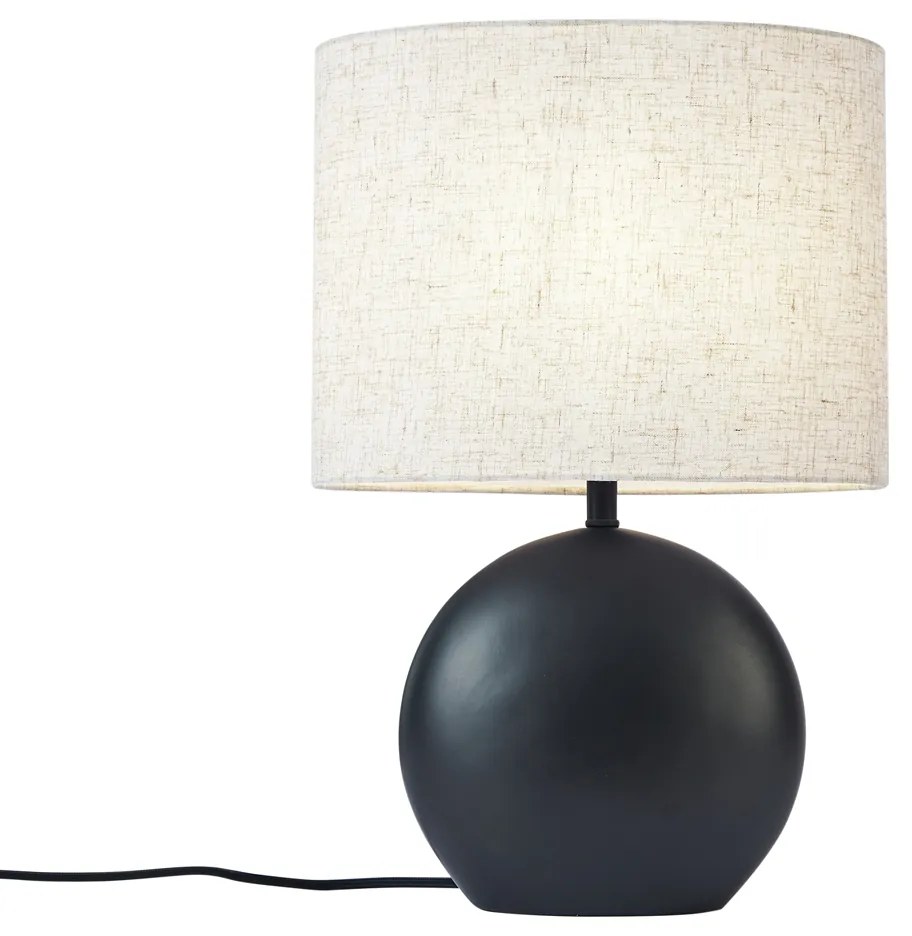 Japandi stolná lampa čierna s ľanovým tienidlom - Timo