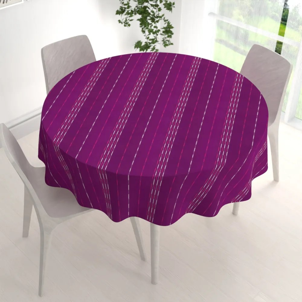 Biante Bavlnený okrúhly obrus Olivia OL-002 Pásiky na fialovom Ø 100 cm