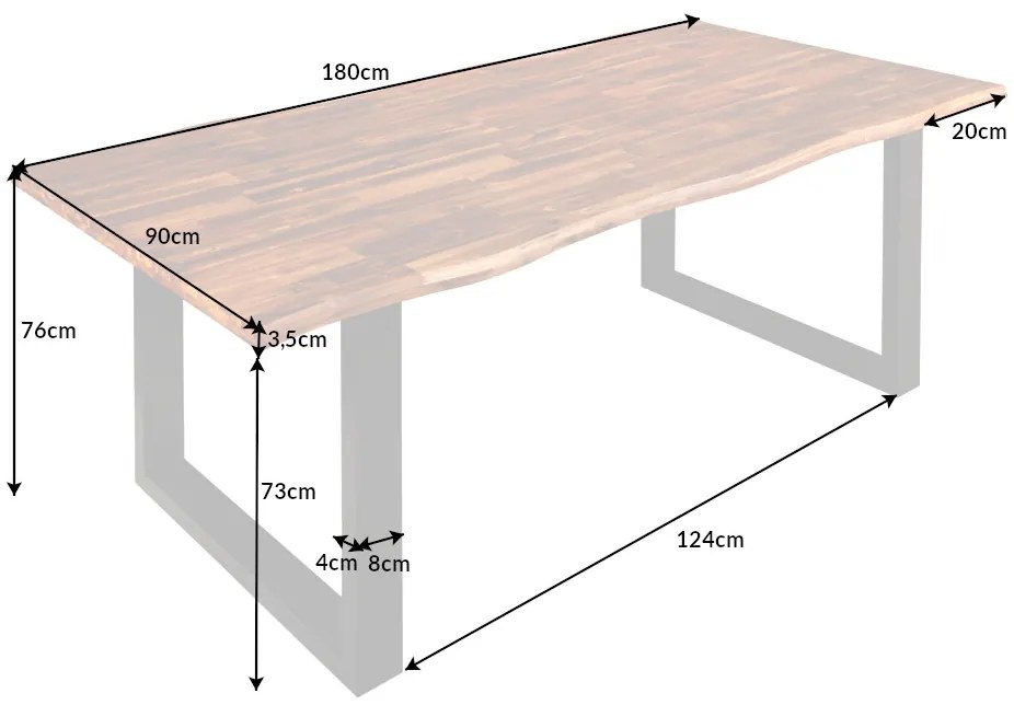 Dizajnový jedálenský stôl Evolution 180 cm akácia