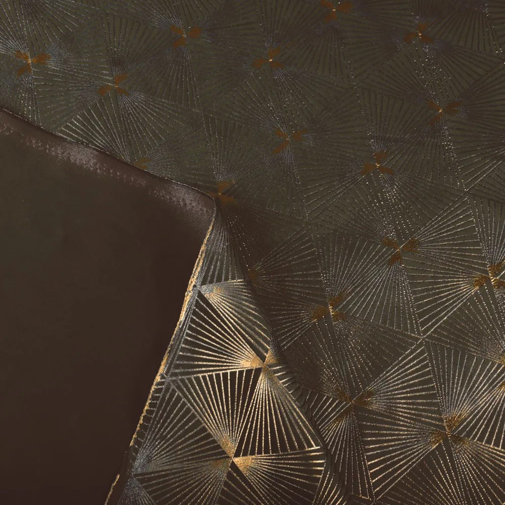Biante Zamatový záves Isabela IBL-012 Rose Gold trojuholníky na hnedom - šírka 135 cm 135x190 cm