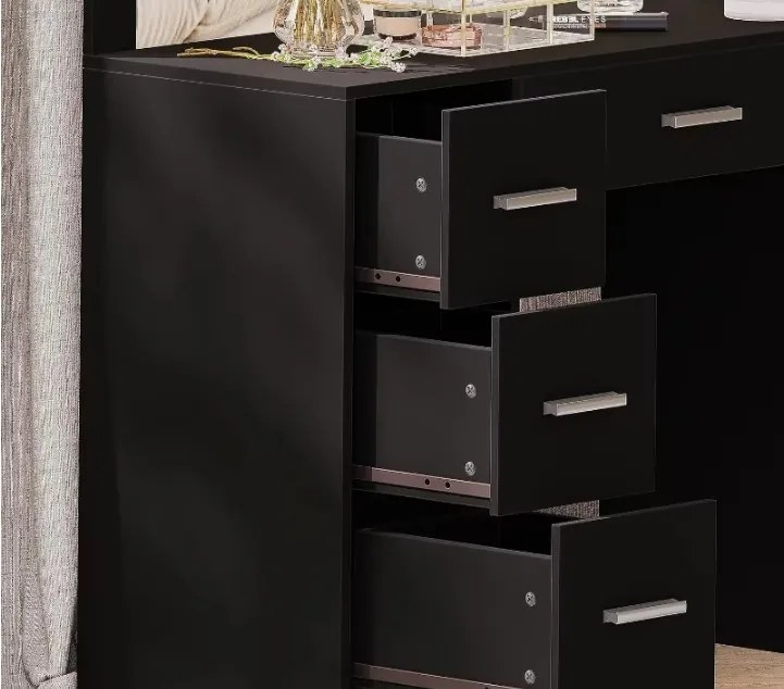 Toaletný stolík Hollywood STAR čierny s LED osvetlením