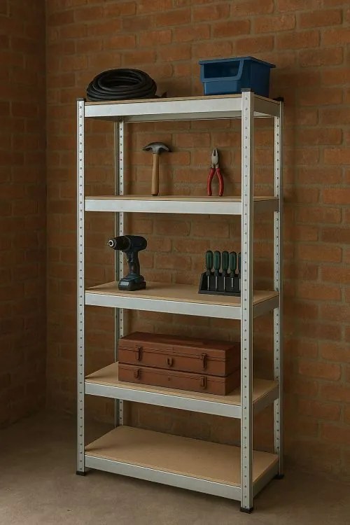 Stabilný kovový úložný regál s 5 policami 180x90x30