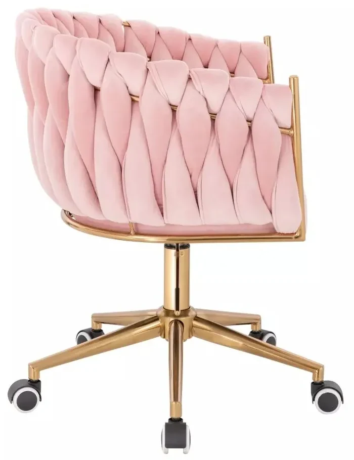 LuxuryForm DESIGN Kreslo NORDEN VELUR na zlatej podstave s kolieskami - ružové
