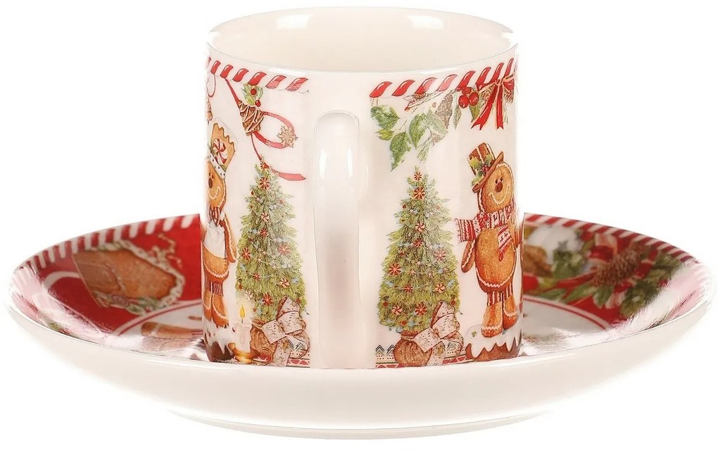 Darčeková súprava 2 vianočných šálok s podšálkami Perníčky 70 ml