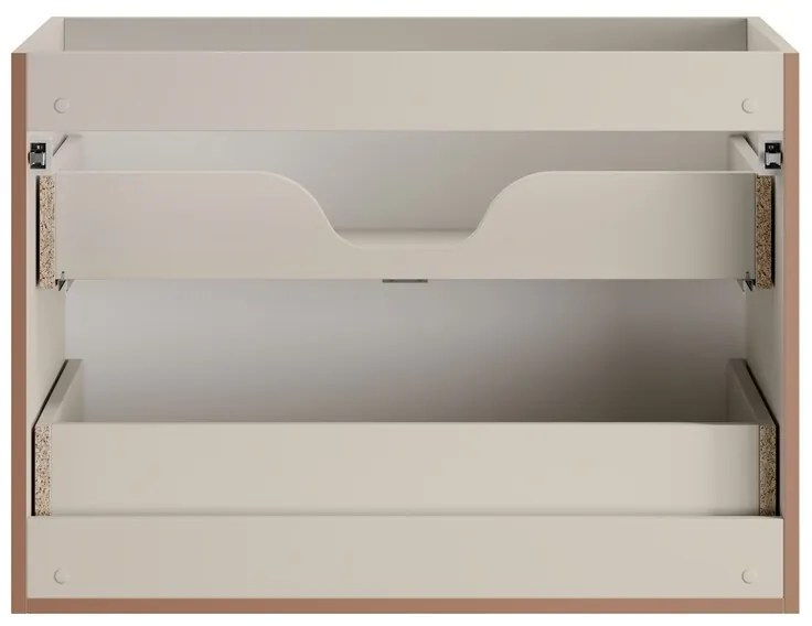 Závesná skrinka Bella Cashmere s doskou 80 cm kašmírová/dub artisan