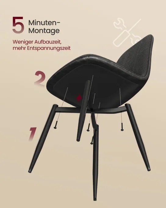 Set štyroch jedálenských stoličiek tmavosivý (4 ks)