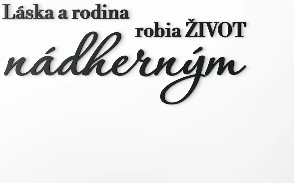 drevko Drevený citát na stenu o láske a rodine Rozmer obrazu: 35,5 x 86 cm, Farba dekorácie: Čierna