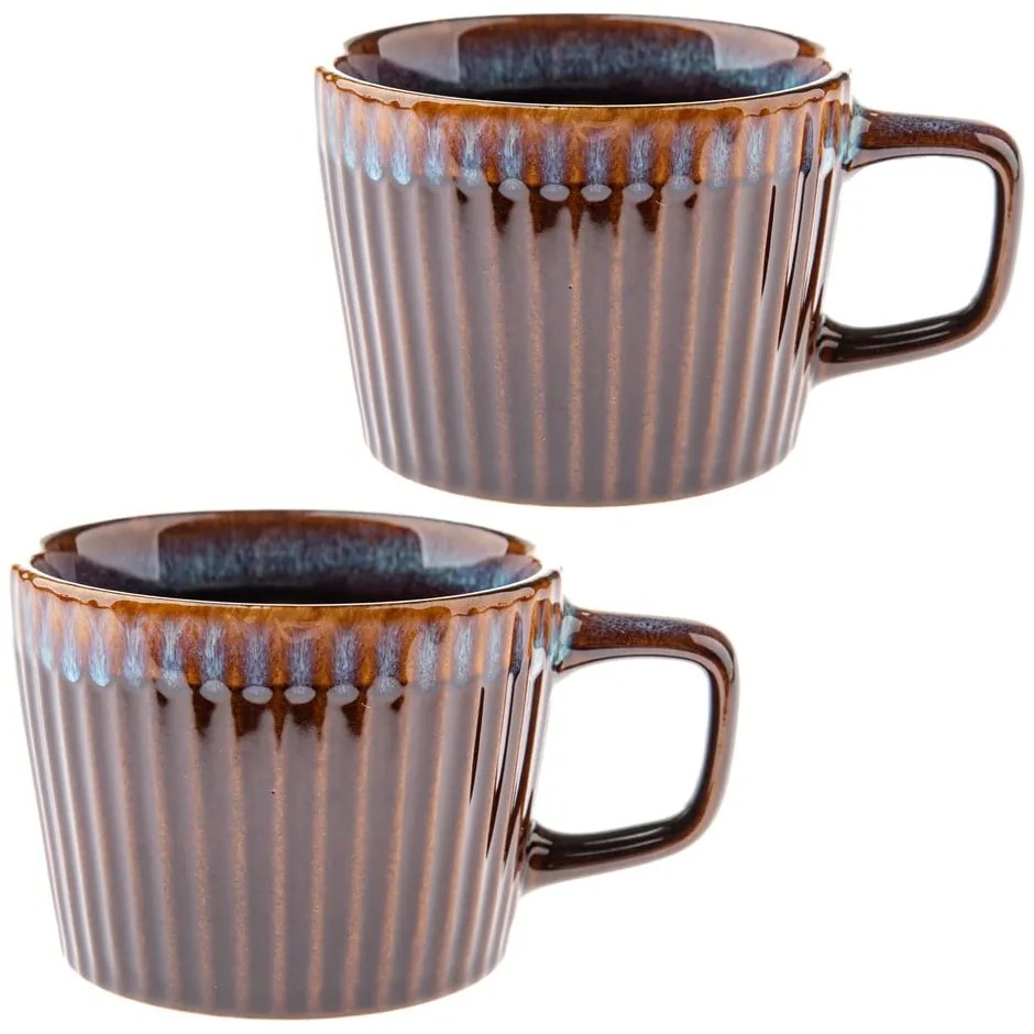 Modré/hnedé kameninové hrnčeky v súprave 2 ks na cappuccino 190 ml Tone – Dakls