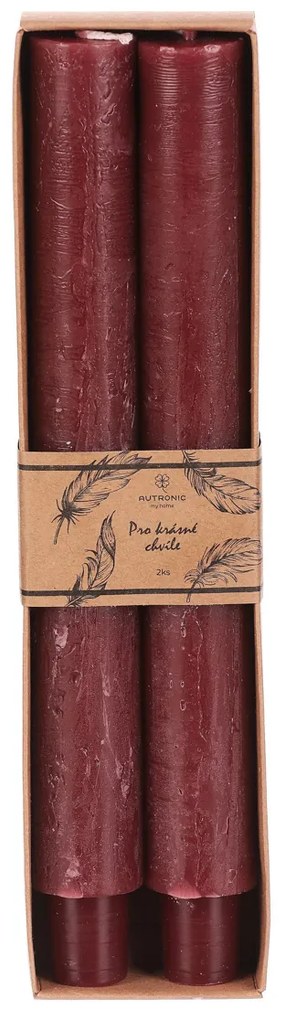 Súprava kónických sviečok, červená, 2 ks, parafín