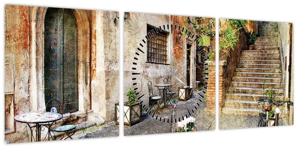 Obraz - Staré ulice Ríma (s hodinami) (90x30 cm)
