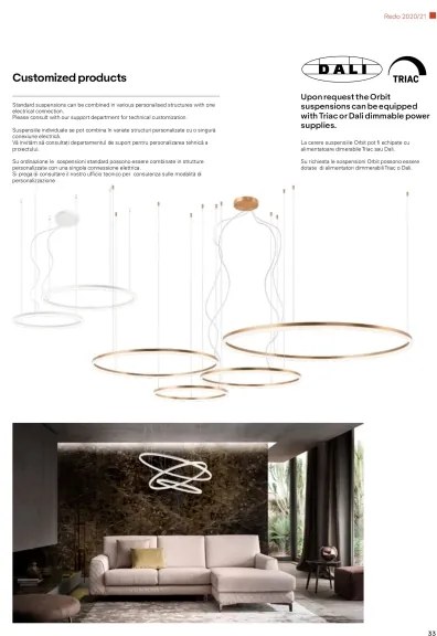 Redo 01-1721 - LED Luster na lanku ORBIT LED/42W + LED/66W/230V bronz