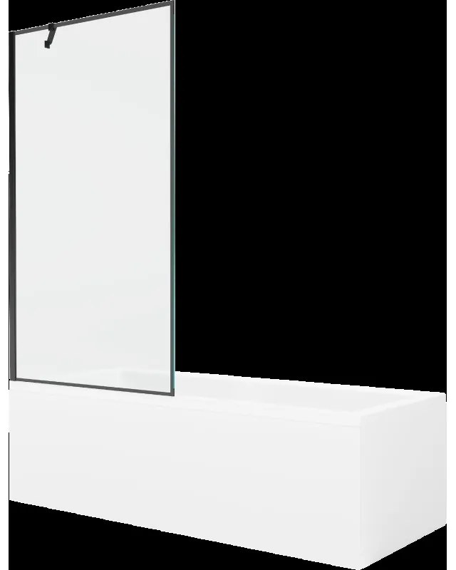 Mexen Cubik obdĺžniková vaňa 170 x 70 cm s obkladom a 1-krídlovou sprchovou zástenou 90 cm, Čierny vzor - 550317070X9509007070