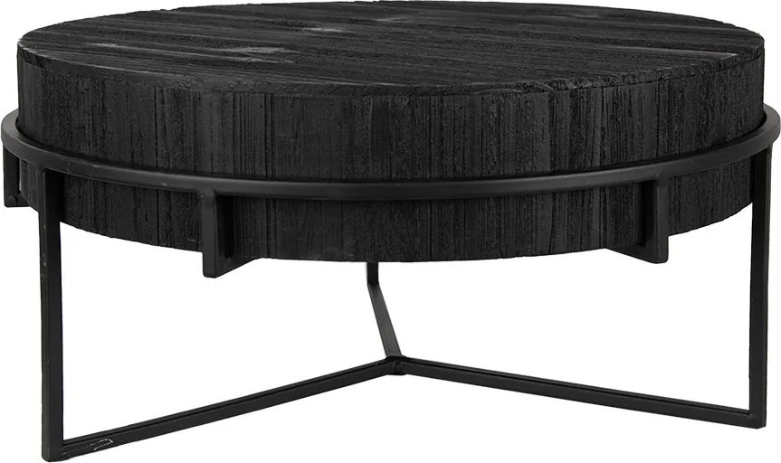 Čierny drevený odkladací stolík Bardin - Ø 41*20 cm