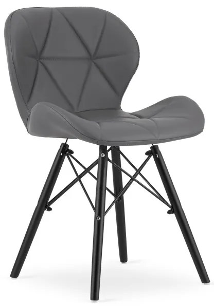 Jedálenská stolička LAGO ekokoža sivá (čierne nohy)