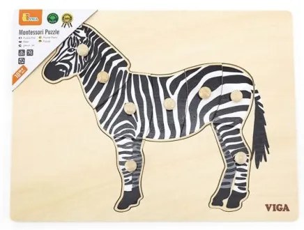 Viga Detské drevené puzzle s úchytmi Montessori Viga Zebra