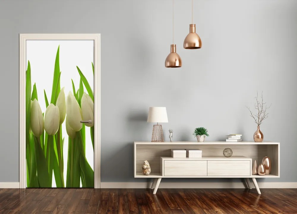 Fototapeta na dvere biele tulipány 95x205 cm