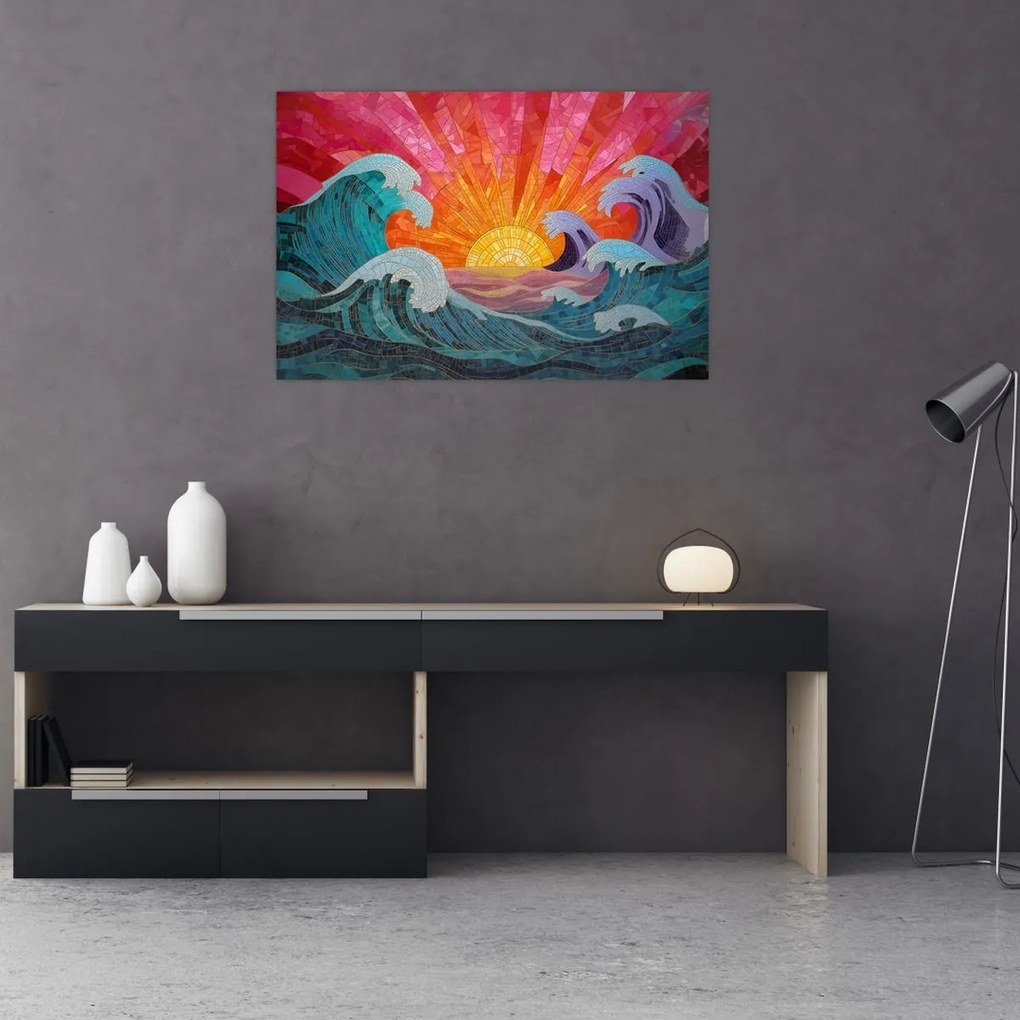 Obraz - Mozaika vĺn (90x60 cm)