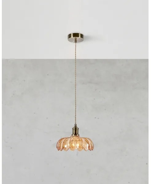 Markslöjd 108858 - Luster na lanku KURAGE 1xE27/40W/230V mosadz/dymová béžová