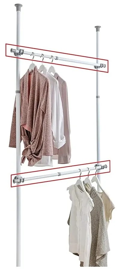 Súprava 2 teleskopických tyčí na oblečenie Wenko Herkules, dĺžka 75 - 120 cm