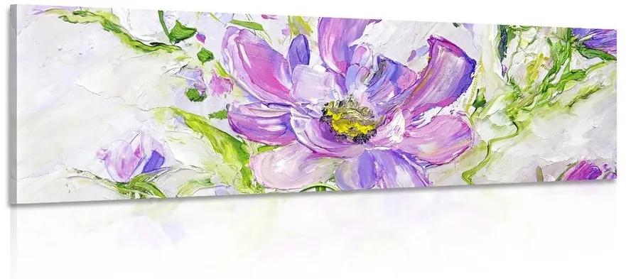 Obraz maľované kvety v letnom prevedení - 150x50
