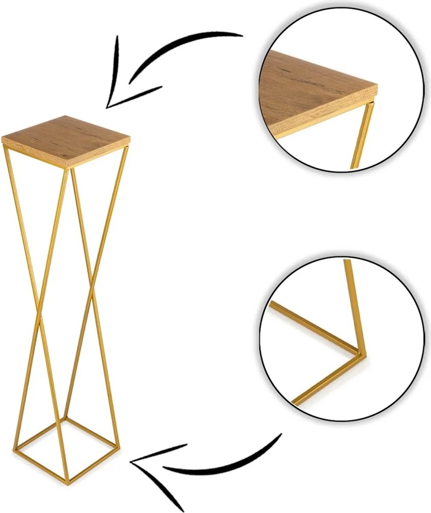 STOJAN NA KVETINÁČ LOFT6 100X24X24 CM ZLATÁ/HNEDÁ