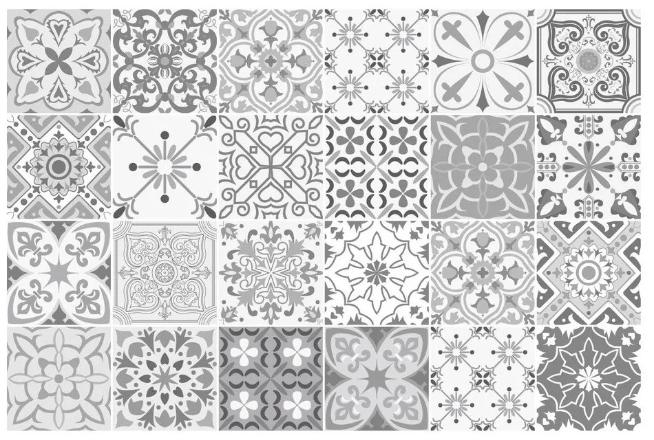 Sada 24 dekoratívnych samolepiek na stenu Ambiance Gythio, 10 × 10 cm