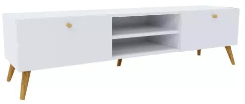 TV skrinka ROTUNDA Alpská biela - čierne nožičky, 160 cm