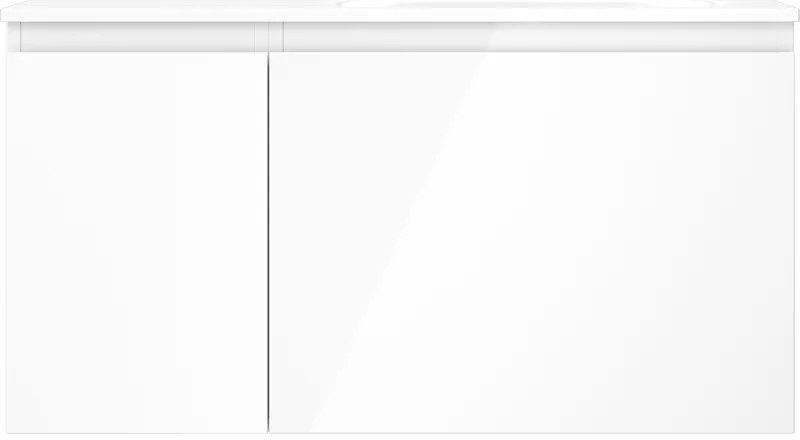 Mexen Orio, kúpeľňová skrinka 90 cm s pravým umývadlom Vela, 1S, 1D, biela lesklá, 91A13-09047-3-BBFF00-W23P00