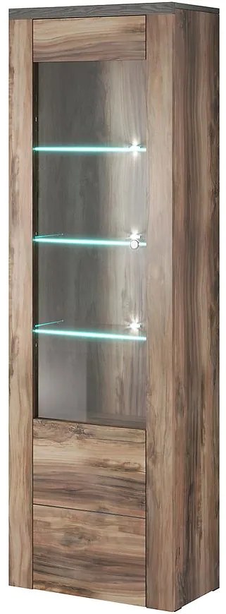 Vitrína Larona 05 1D satin nussbaum