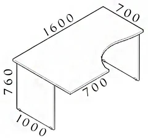 Ergonomický stôl Visio 160 x 100 cm, ľavý, biela