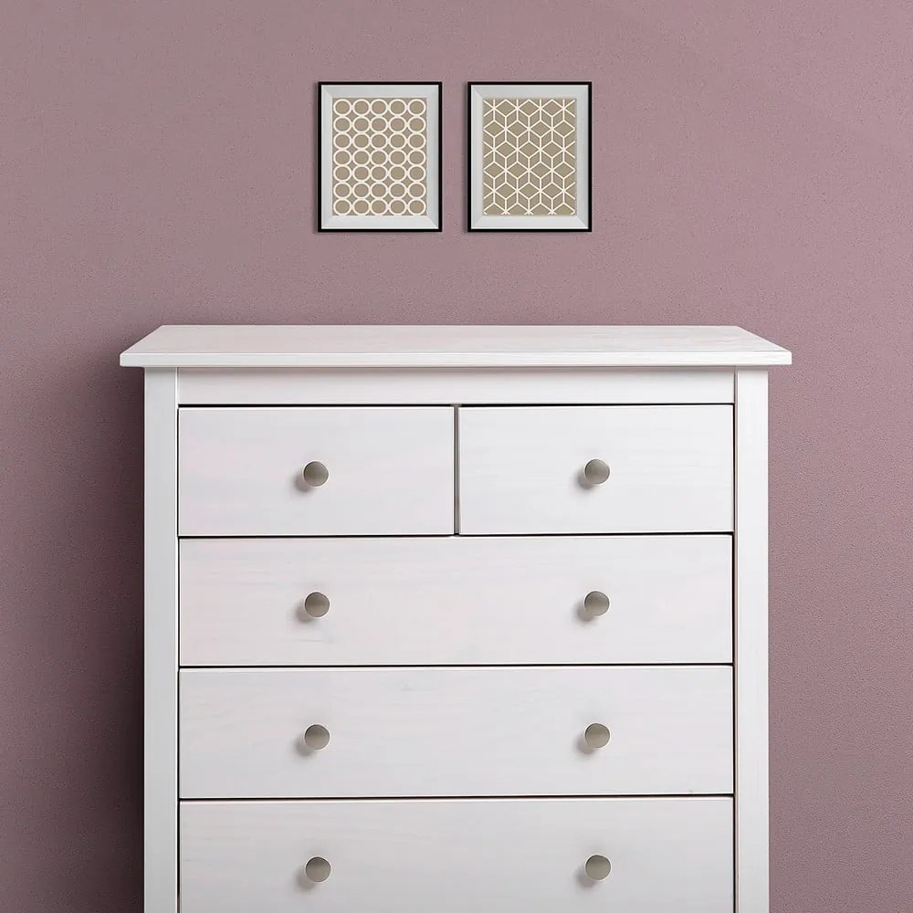 Biela vysoká komoda z borovicového dreva 79x80 cm Berna – Marckeric