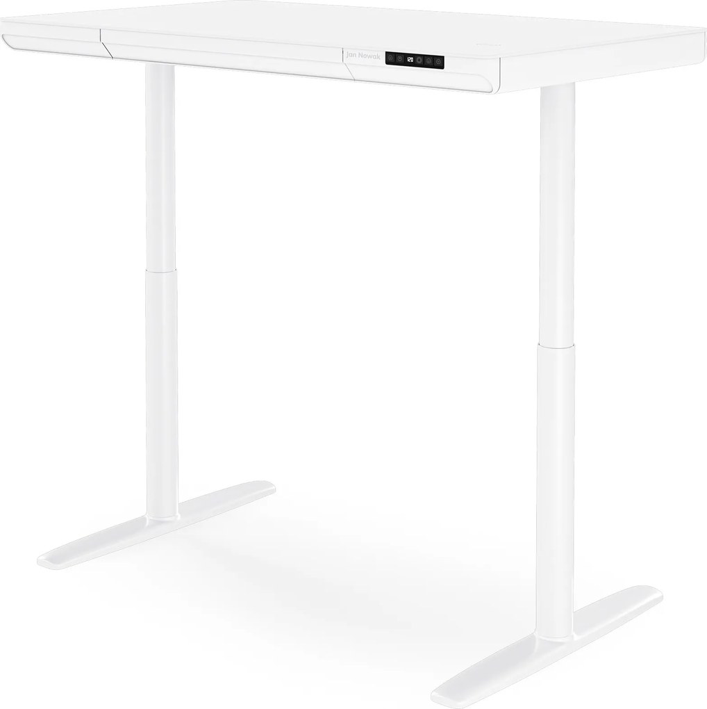 Elektrický písací stôl sit-stand so zásuvkou a bezdrôtovou nabíjačkou Qi biely, 1200 mm: ELLIS