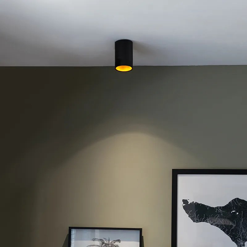 Inteligentný reflektor čierny so zlatom vrátane WiFi GU10 svetelného zdroja - Deep