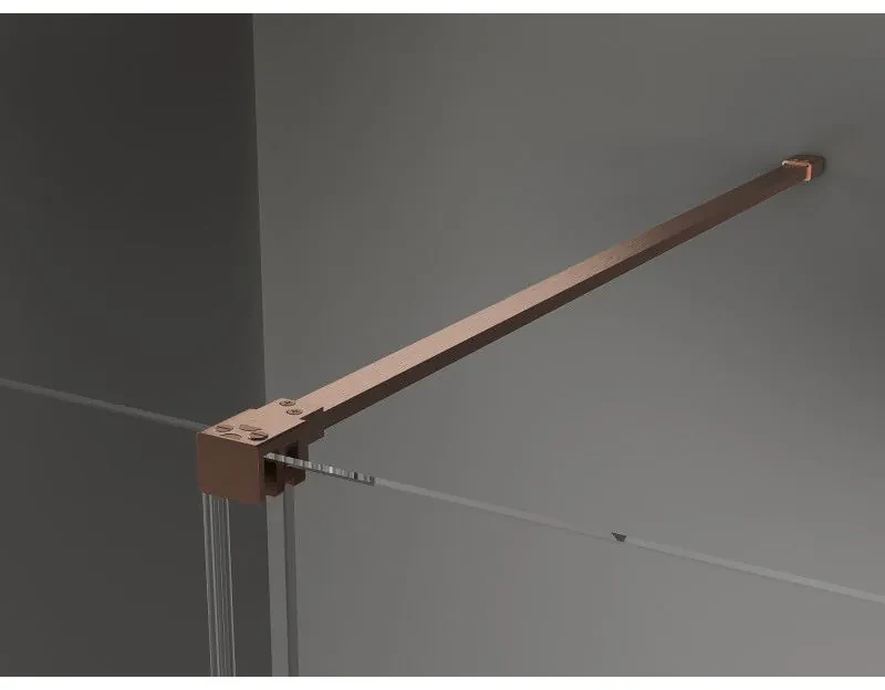 Mexen Velar, posuvné dvere do otvoru typ Walk-In 85 cm, 8mm číre sklo, medená matná, 871-085-000-03-65