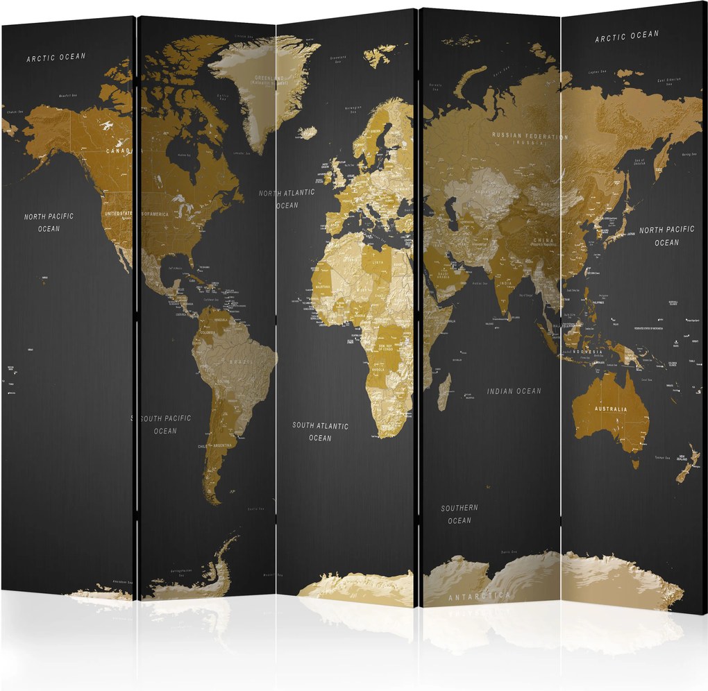 Paraván - Room divider - World map on dark background 225x172 7-10 dní