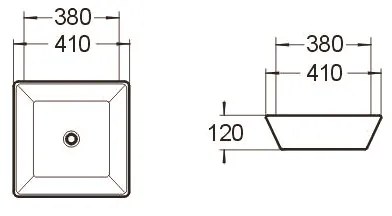 Mexen Pola, umývadlo na dosku 41 x 41 x 12 cm, čierna matná, 22224185