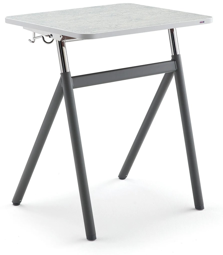 Výškovo nastaviteľný školský stôl ASCEND, linoleum - svetlošedá, šedá