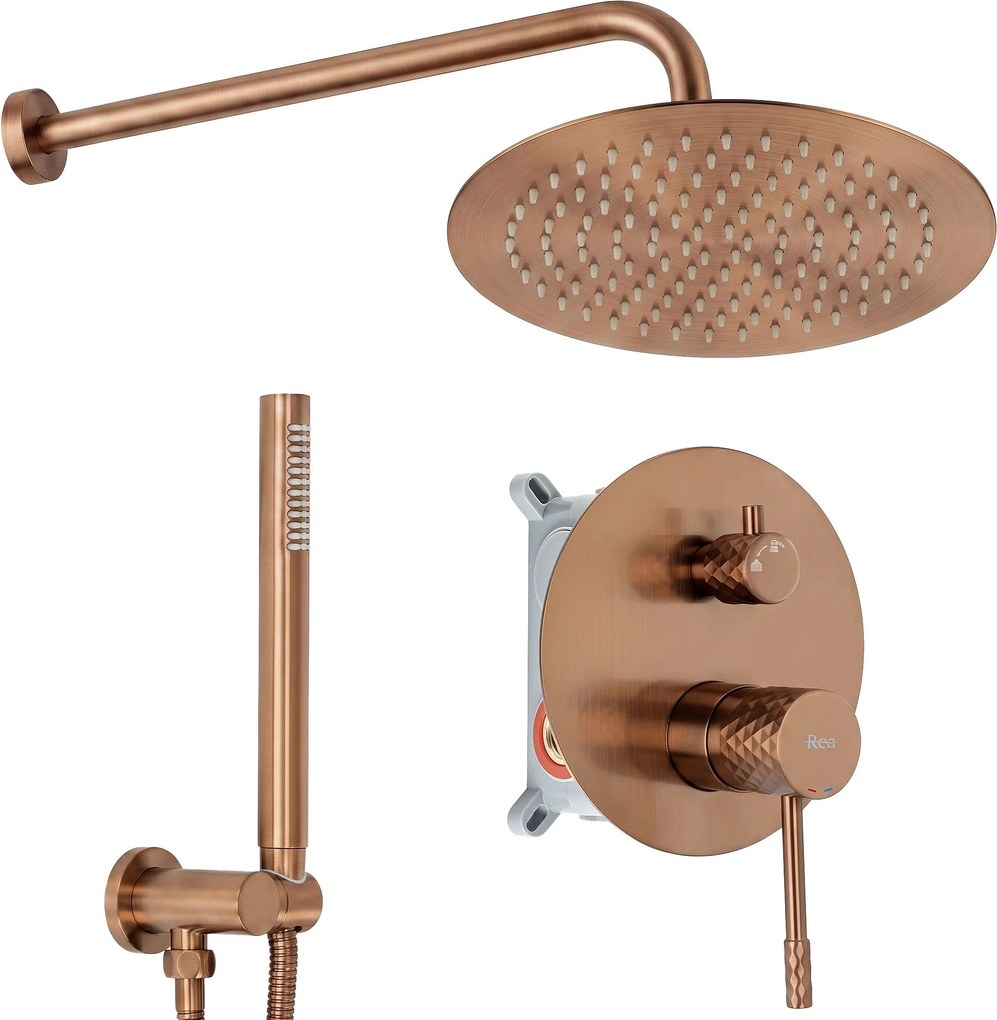 Rea Lungo Diamond, podomietková sprchová súprava + BOX, medená matná, REA-P5697