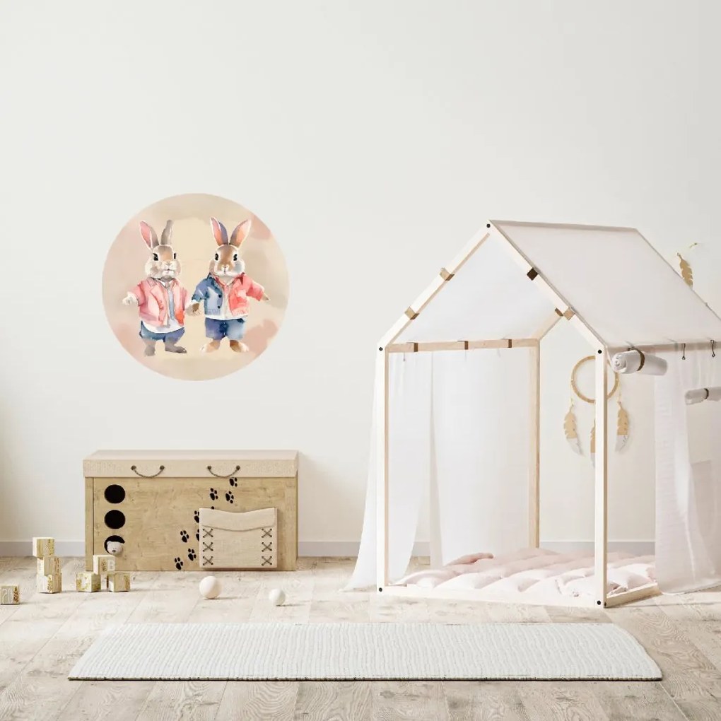 PIPPER. Kruhová samolepka na stenu "Zajace" Veľkosť: 60 cm