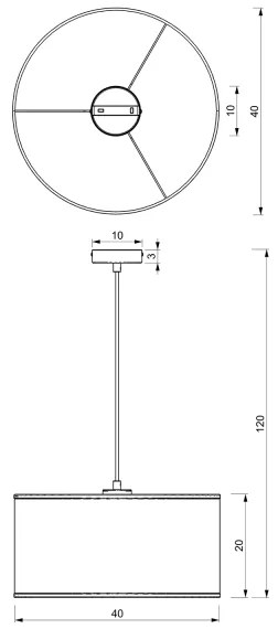 Luster na lanku LOFT SHADE 1xE27/60W/230V pr. 40 cm biela/zlatá