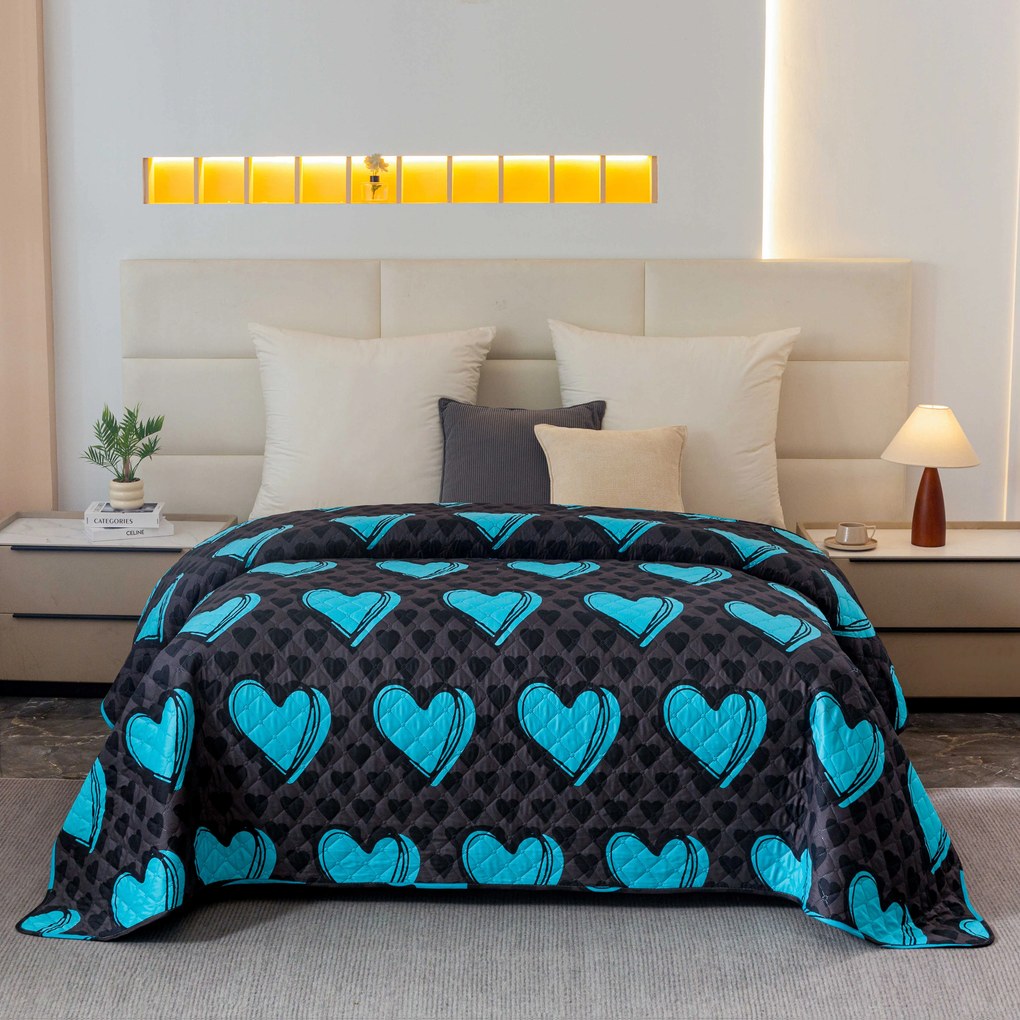 Prehoz na posteľ KASUGA, tyrkysový Rozmer: 170 x 210 cm