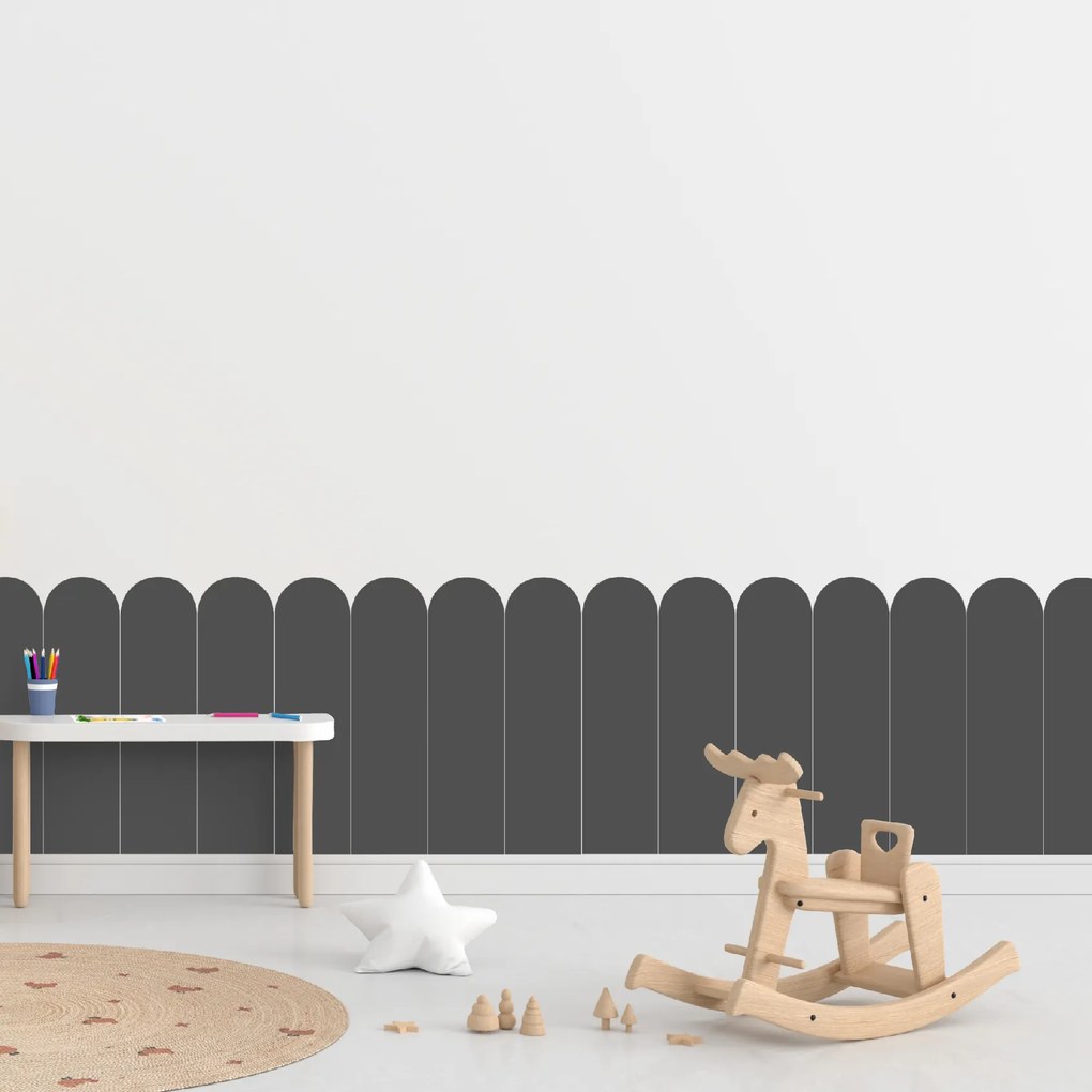 PIPPER. Textilná samolepiaca tapeta - Oblúk - Šedá farba Farba: Tmavá, Veľkosť: 60 cm