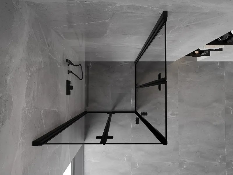 Mexen Mist-F Duo, skladací sprchový kút 110 x 110 cm, číre sklo-čierny rám, 8A6-110L-110P-70-70