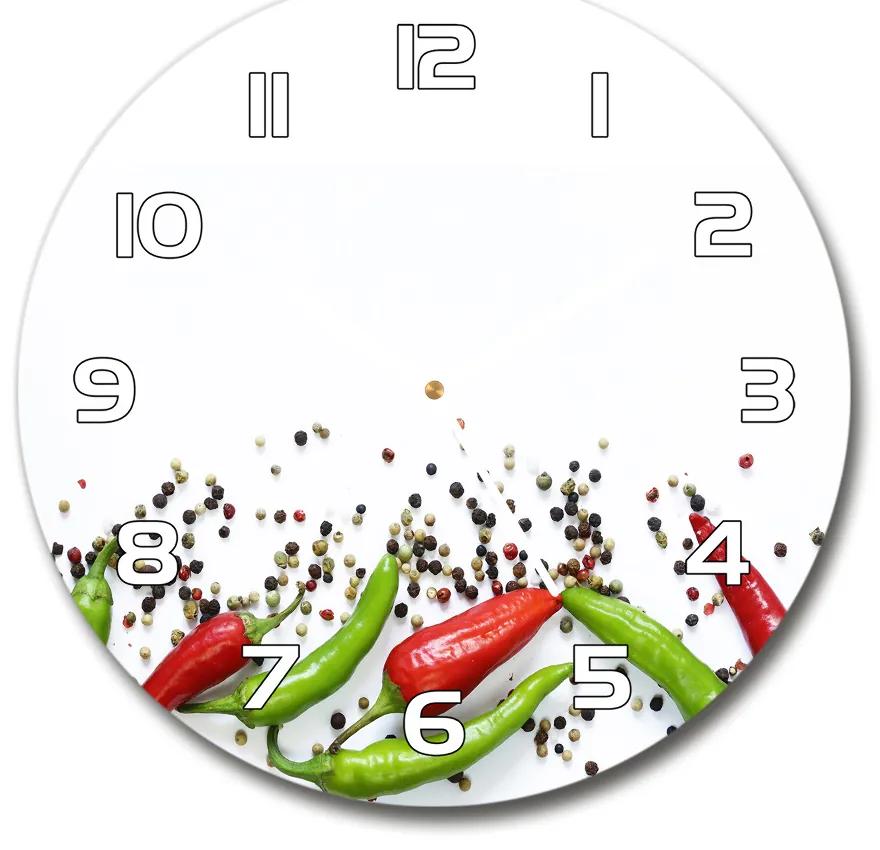 Sklenené hodiny okrúhle Chilli papričky pl_zso_30_f_166768878