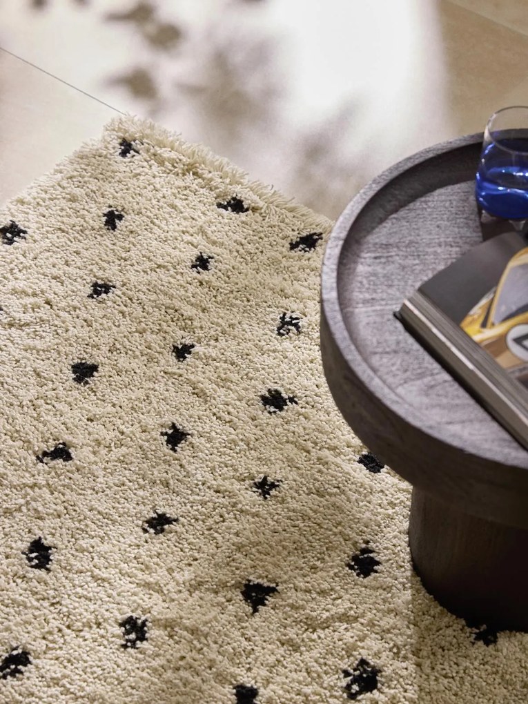 Bodkovaný huňatý koberec s vysokým vlasom Ayana