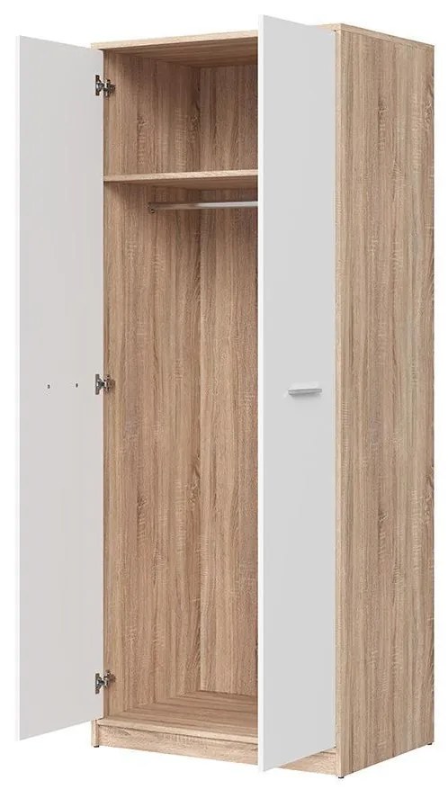 Šatníková skriňa BRW Nepo Plus 33 (dub sonoma + biela) . Akcia -30%. Vlastná spoľahlivá doprava až k Vám domov. 1098429