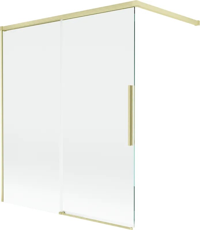 Mexen Rox, 2-krídlová posuvná vaňová zástena 140 x 150 cm, 8mm číre sklo, zlatý matný profil, 8C9-140-003-55-00